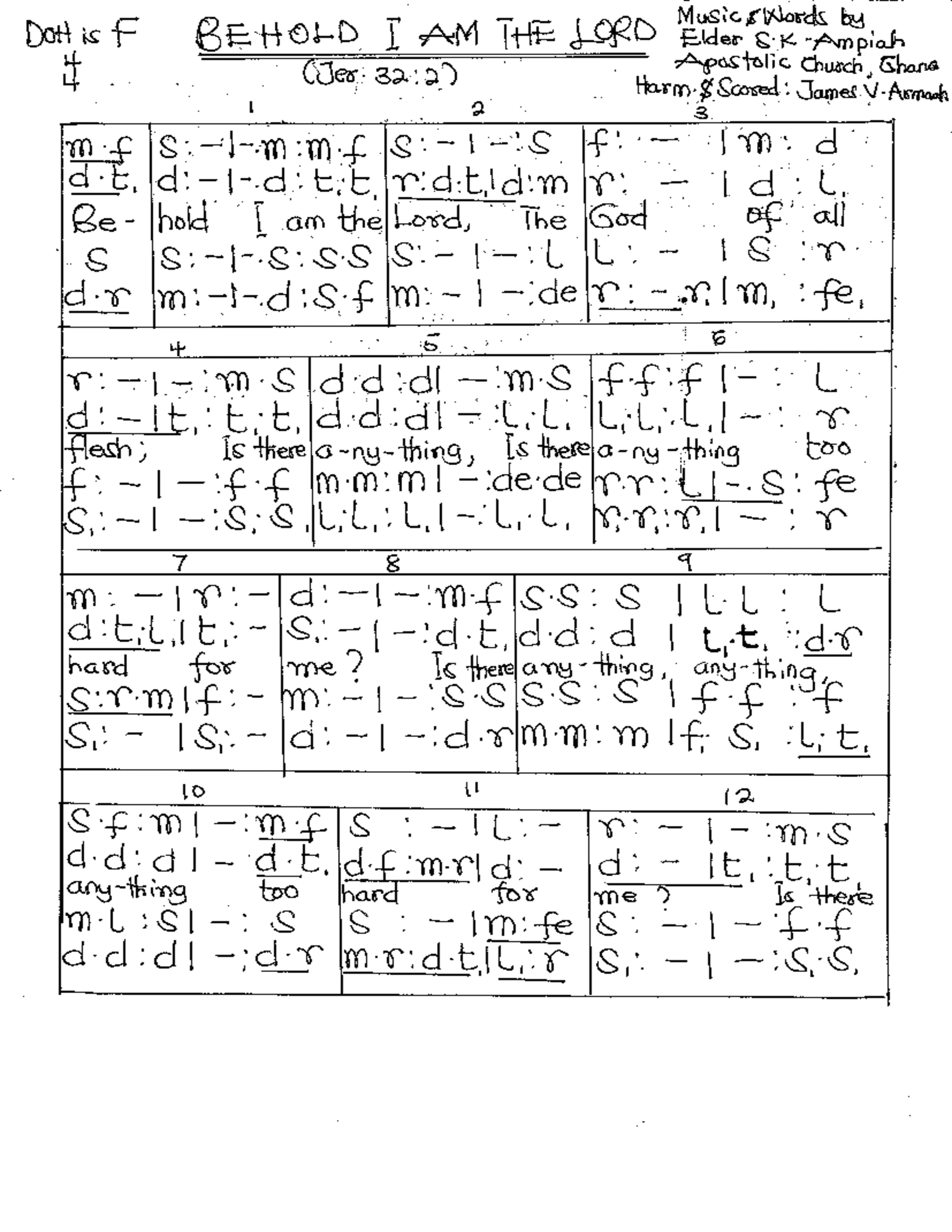 Behold I Am The Lord | ChoirScript.net
