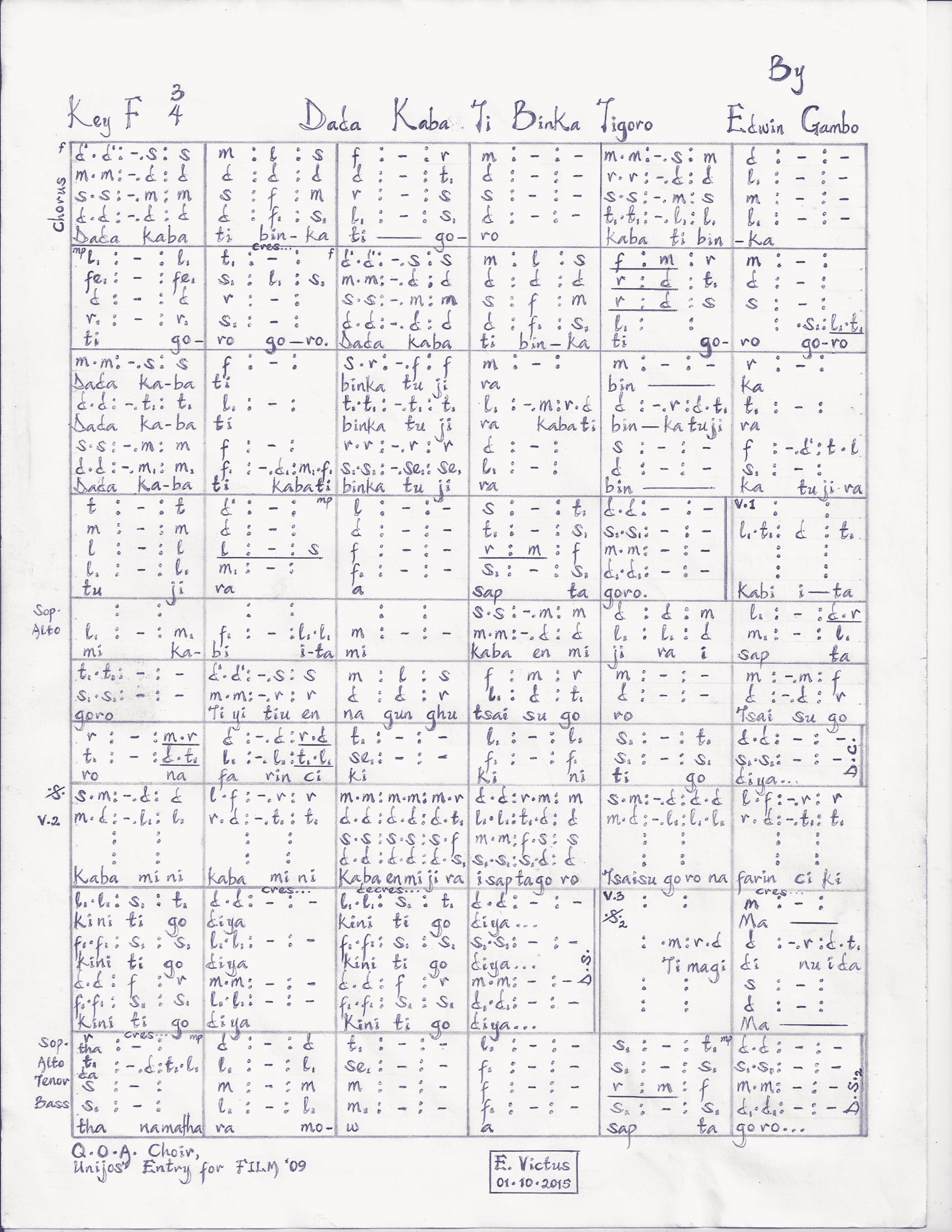 Hausa Script Dada Kaba Ti Biaka Tigoro (Hausa Music Sheet) by edwin gambo ...