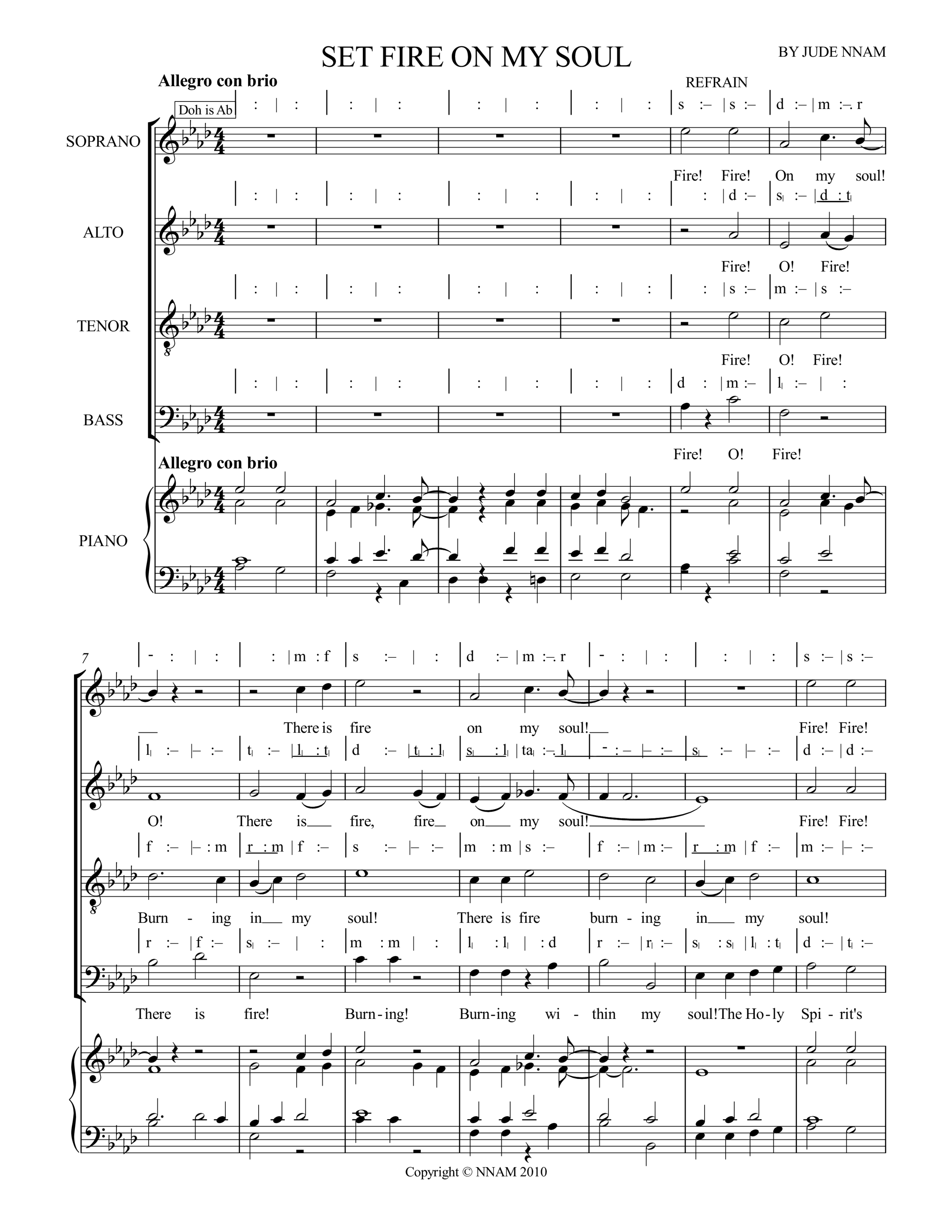 [Music Sheet] Set Fire On My Soul by jude nnam | ChoirScript.net