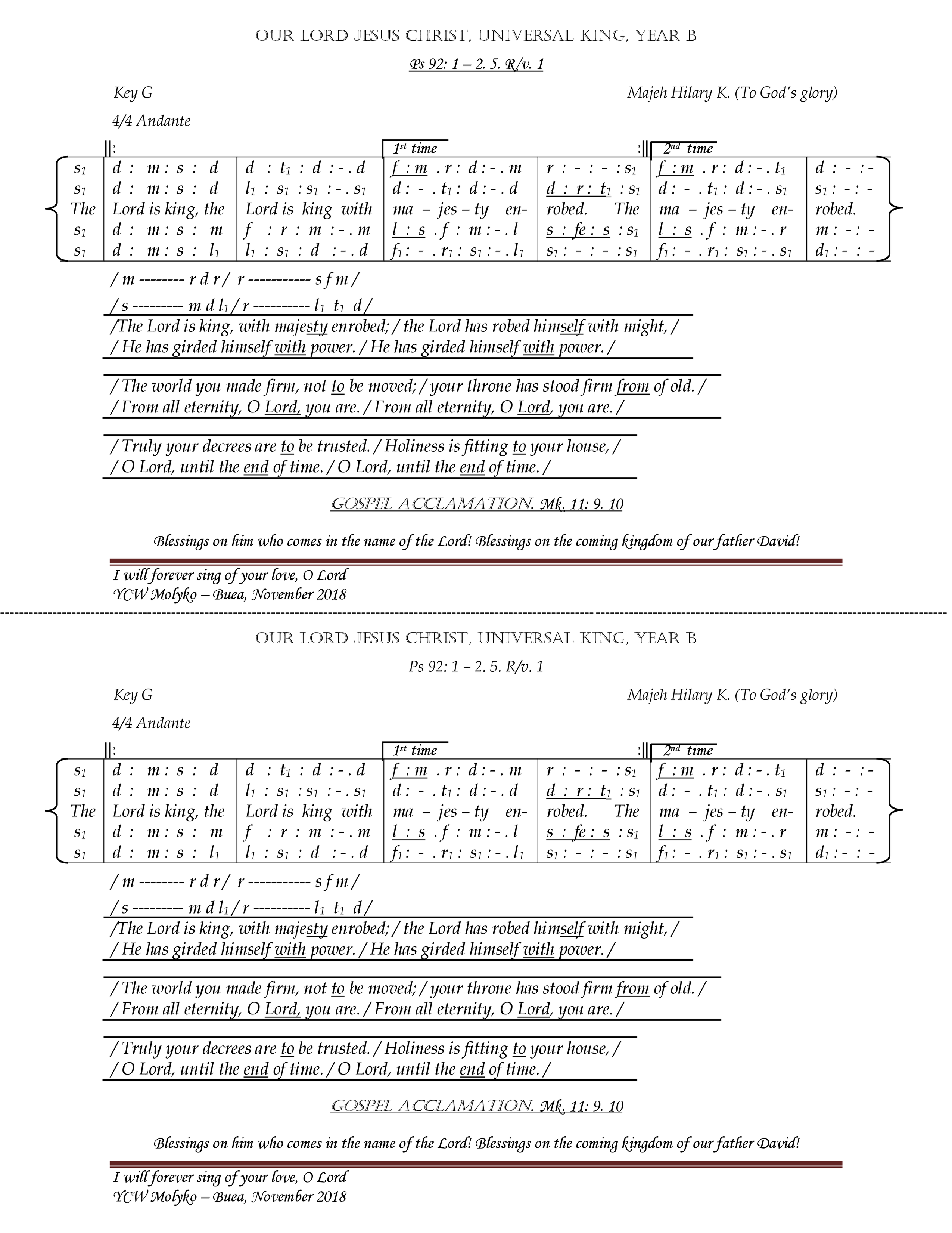 Our Lord Jesus Christ, Universal King | ChoirScript.net