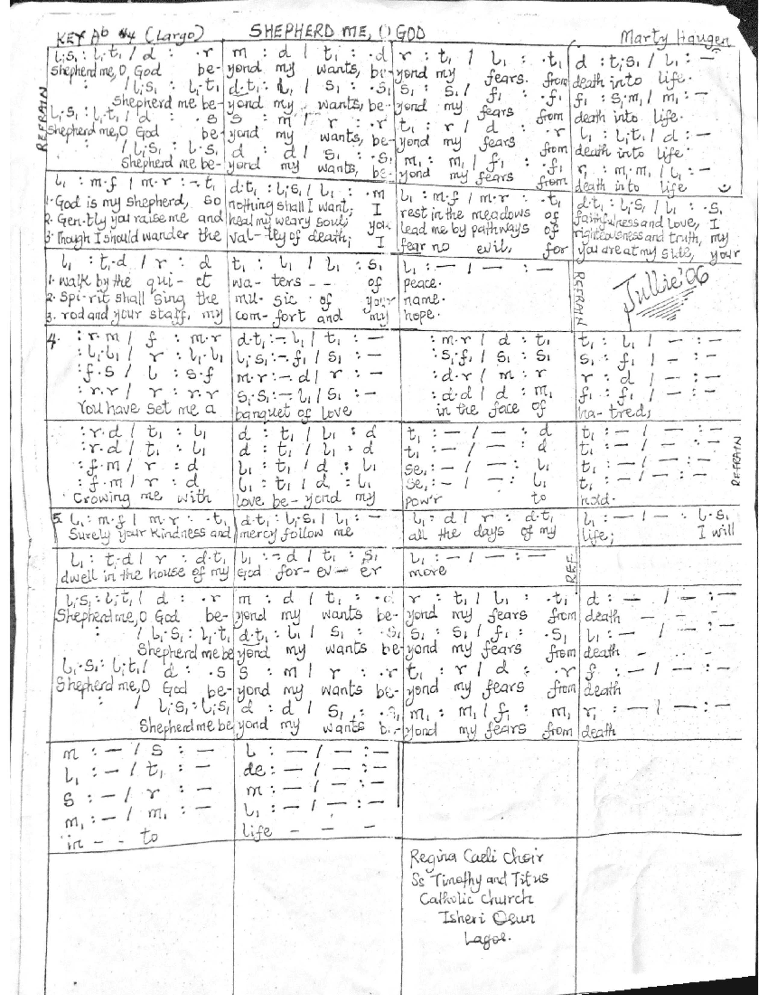Shepherd Script Shepherd Me O God by marty hauger | ChoirScript.net