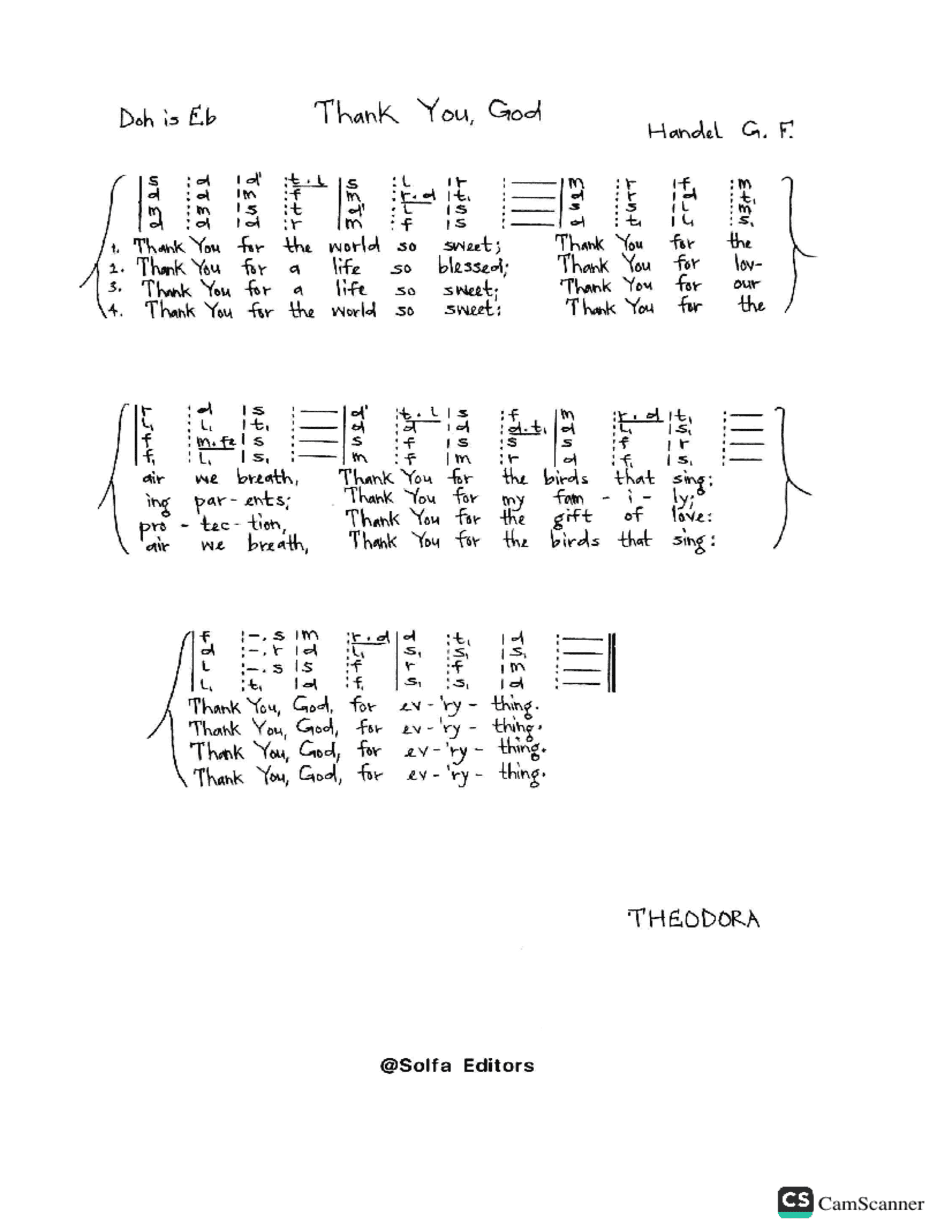 Thank You God by george frideric handel | ChoirScript.net