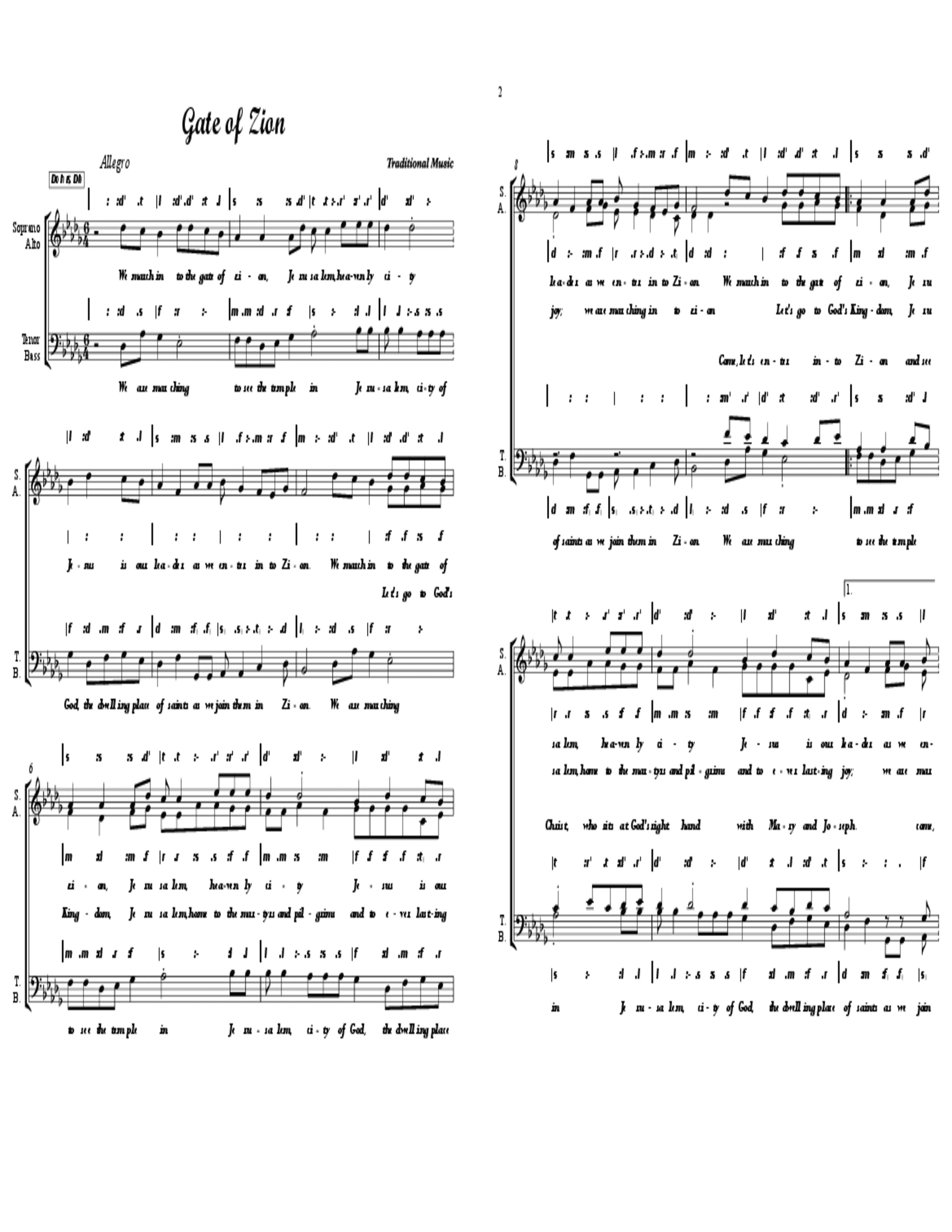 Zion Base Script We March In To The Gate Of Zion | ChoirScript.net